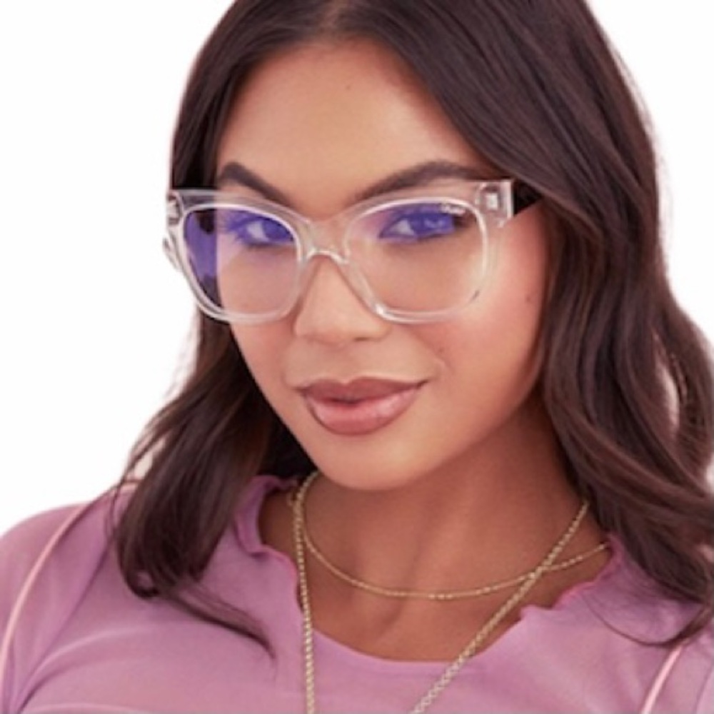 QUAY After Hours Mini Bluelight Glasses Clear Tortoise Frame Blue Blocking Lens